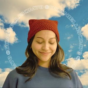 custom crocheted cat-eared beanie